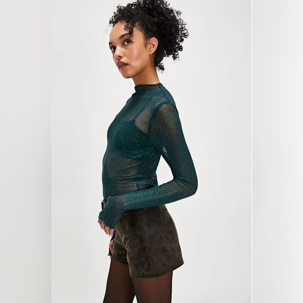 Free People Intimately Dance All Night Long Sleeve - Uncut Emerald Size Large